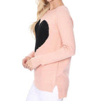 Cozy Heart Jacquard Round Neck Pullover Sweater - VacationGrabs
