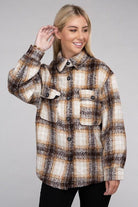Women's Shirts - Shackets Cozy Plaid Flannel Shacket