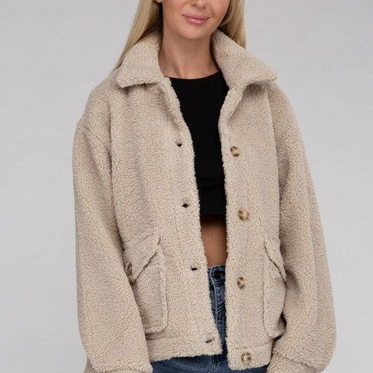 Women's Coats & Jackets Cozy Sherpa Button-Front Jacket