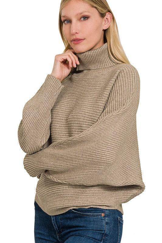 ZENANA cozy viscose sweater featuring a ribbed design and relaxed fit for a stylish look