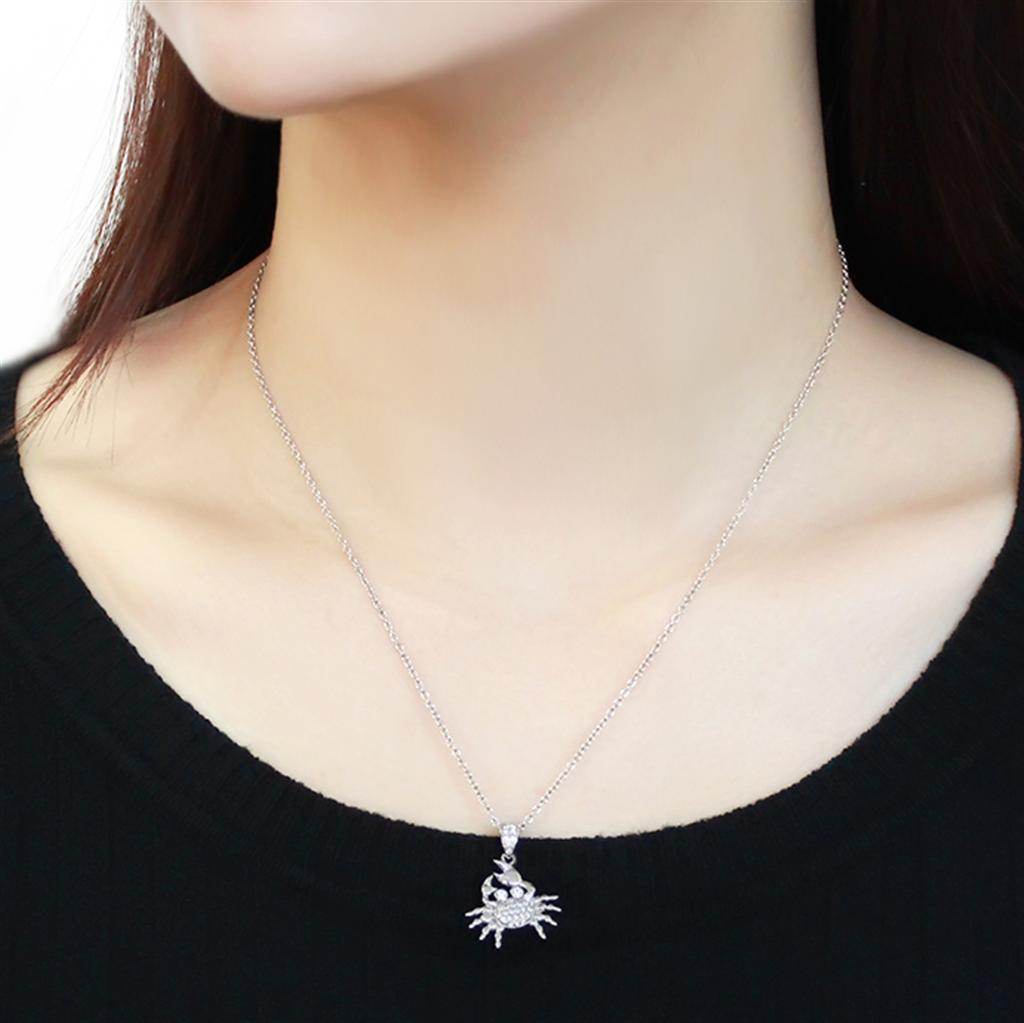 Stylish crab pendant chain necklace for women displayed on a model, perfect for beach lovers