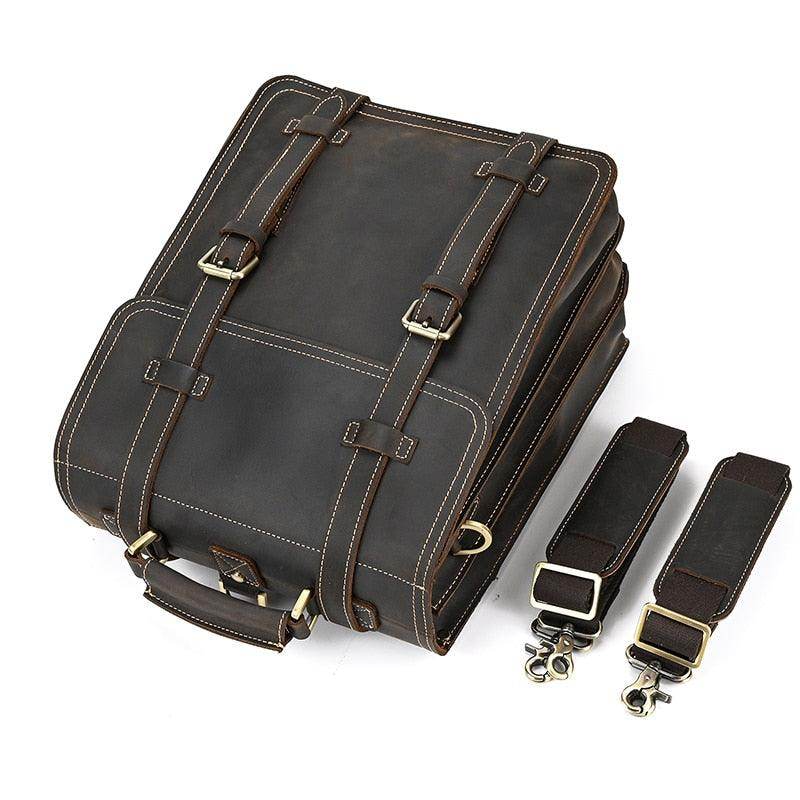 Stylish Crazy Horse Leather Backpack with adjustable straps and durable design for travel and everyday use