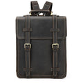 Crazy Horse Leather Backpack in dark brown with adjustable straps and a vintage design for stylish travel