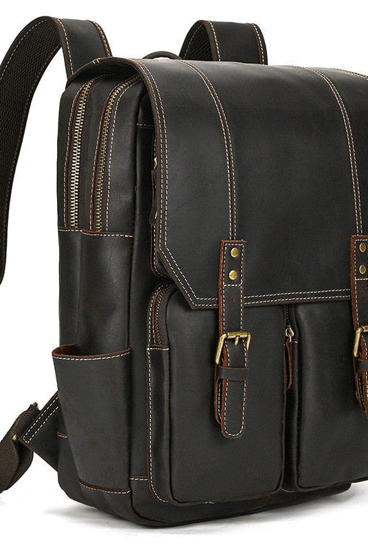 Luggage & Bags - Backpacks Crazy Horse Leather Backpack Mens Daypack