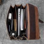 Interior view of the Crazy Horse Leather Backpack showcasing multiple compartments for organization