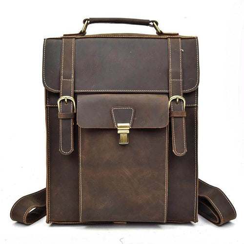 Stylish crazy horse leather bags backpack with multiple pockets and adjustable straps for durable travel