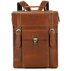 VacationGrabs Crazy Horse Leather Bags Backpack in Brown with Secure Buckle Closure and Adjustable Straps