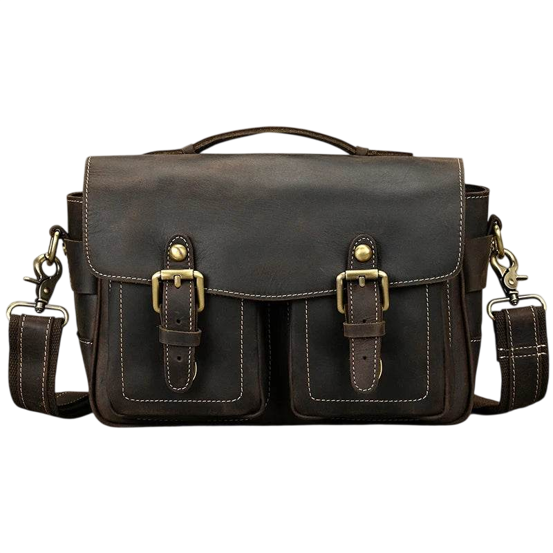 Crazy Horse Leather Camera Shoulder Bag – Vintage Crossbody