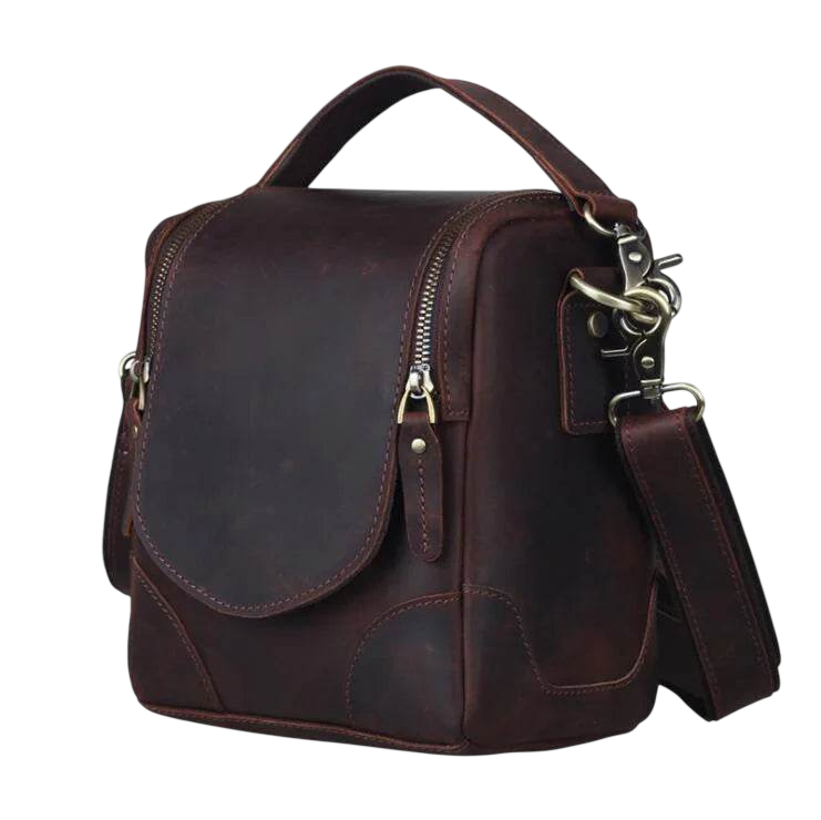 Crazy Horse Leather Camera Shoulder Bag – Vintage Crossbody