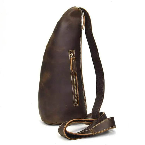 Crazy horse leather chest bag in brown for everyday use