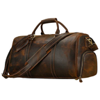 Crazy Horse Leather Duffle – Large Capacity Travel Weekender
