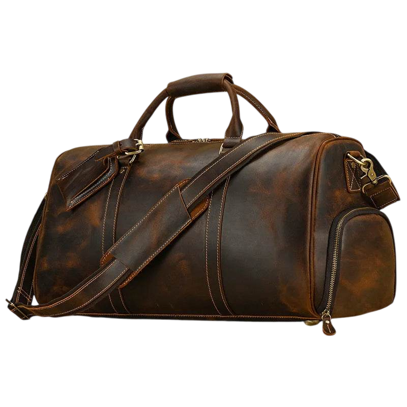 Crazy Horse Leather Duffle – Large Capacity Travel Weekender