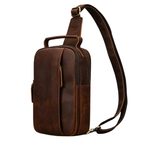 Crazy Horse Leather Men’s Chest Bag Top Layer Leather Sling