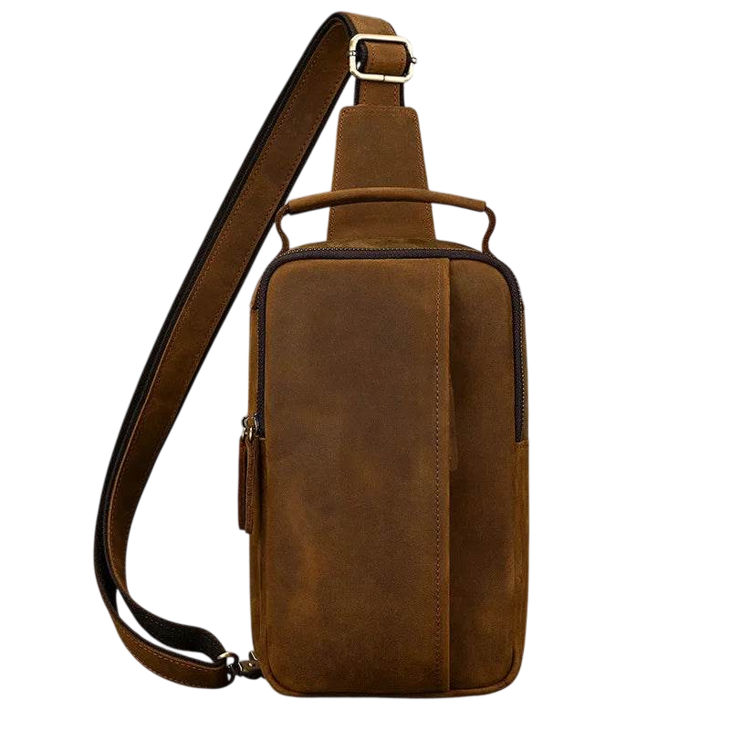 Crazy Horse Leather Men’s Chest Bag Top Layer Leather Sling