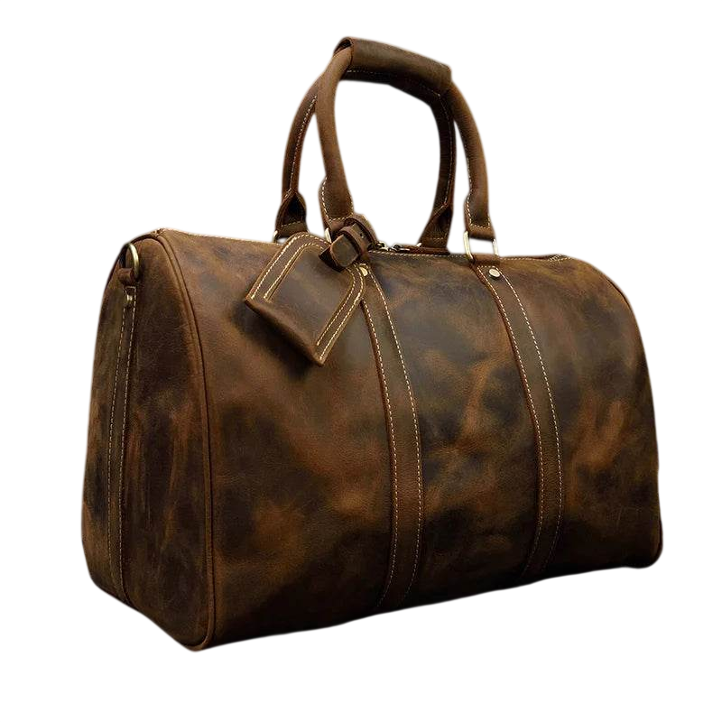 Crazy Horse Leather Men’s Travel Bag Duffle for Women & Men
