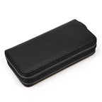 Stylish black crazy horse leather wallet with zip closure and sleek design for everyday use