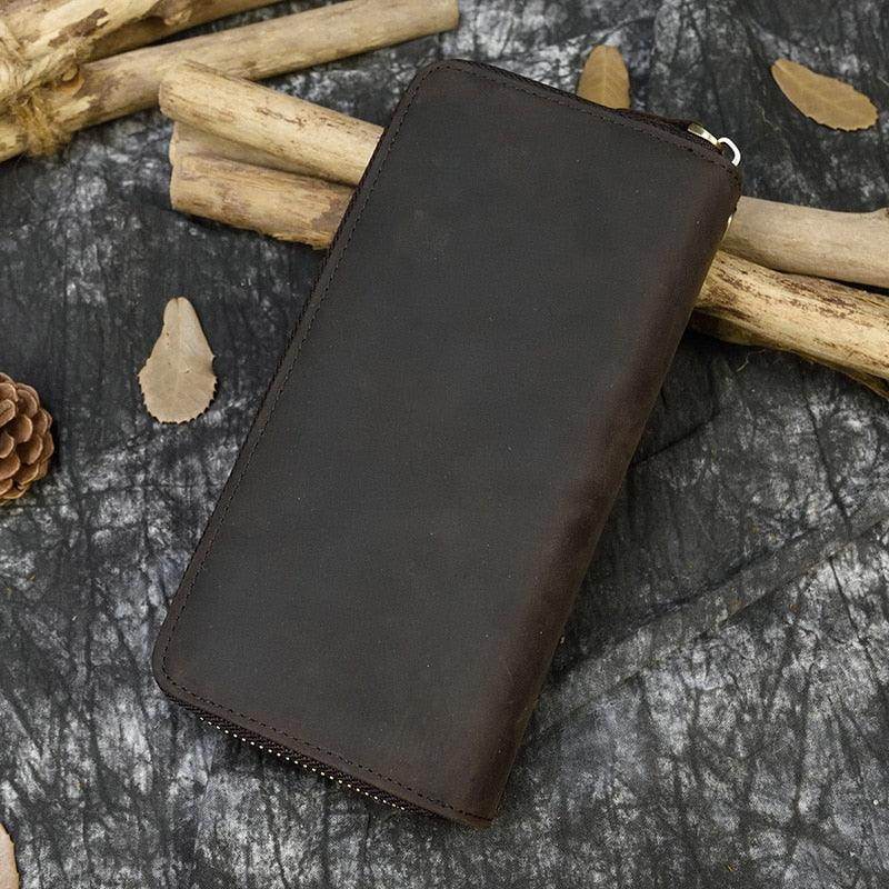 Stylish crazy horse leather wallet by VacationGrabs with a sleek, minimalist design and durable finish