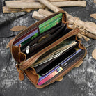 Crazy horse leather wallet from VacationGrabs with multiple compartments for cards and cash