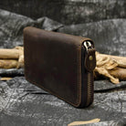 Crazy horse leather wallet by VacationGrabs with a sleek zipper design for stylish storage