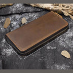 Crazy Horse Leather Wallets For Men And Women Double Zipper - VacationGrabs