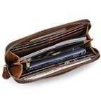 Crazy Horse Leather Wallets For Men And Women Double Zipper - VacationGrabs