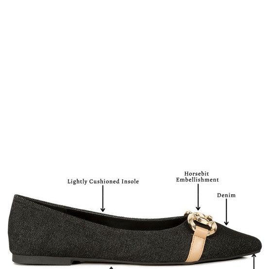 Women's Shoes - Flats Cressida Denim Horsebit Detail Ballet Flats