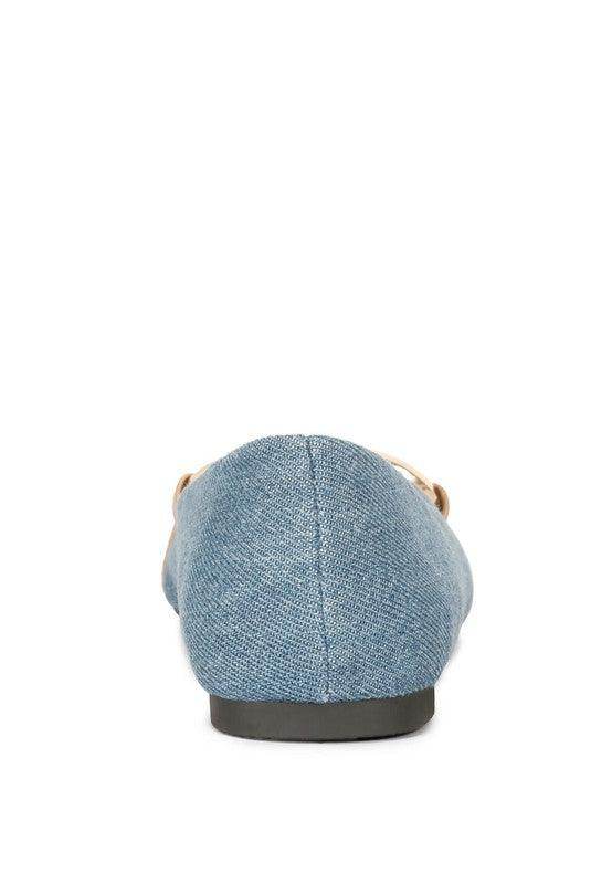 Rag Company Cressida flats vacation style in denim fabric, perfect for casual summer outings
