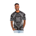 Men's crew neck printed t-shirt in black with intricate paisley design for casual wear