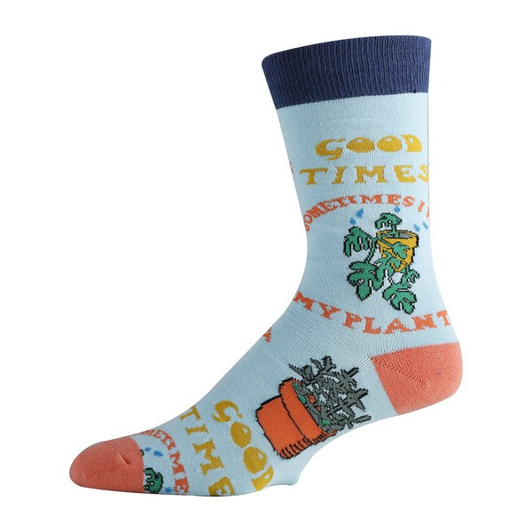 Oooh Yeah crew socks mens with fun plant graphics and colorful design