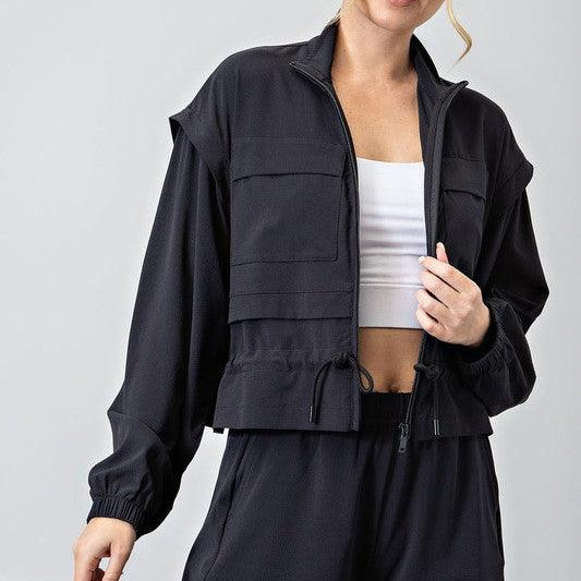 Women's Coats & Jackets Crinkle Woven Cropped Jacket