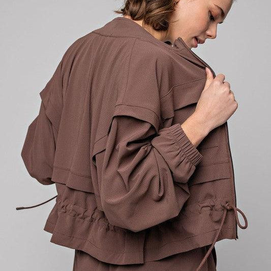 Women's Coats & Jackets Crinkle Woven Cropped Jacket