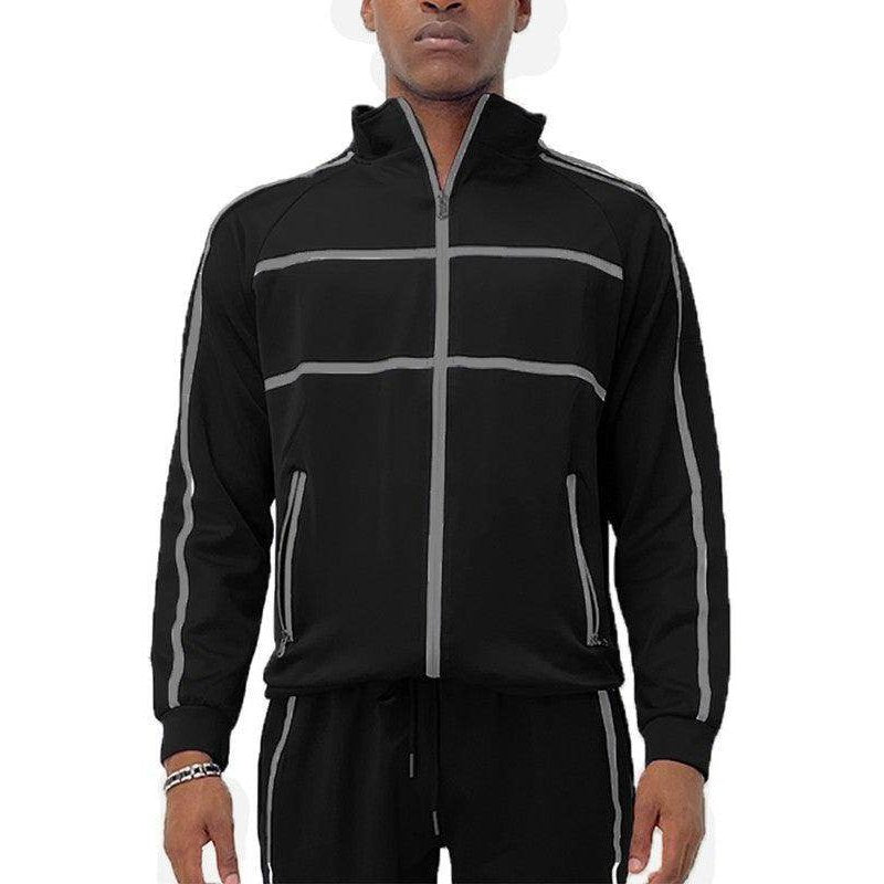 Criss Cross Tape Stripe Track Jacket - VacationGrabs