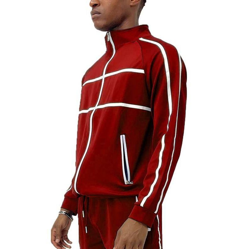 Criss Cross Tape Stripe Track Jacket - VacationGrabs