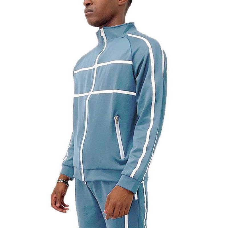 Criss Cross Tape Stripe Track Jacket - VacationGrabs