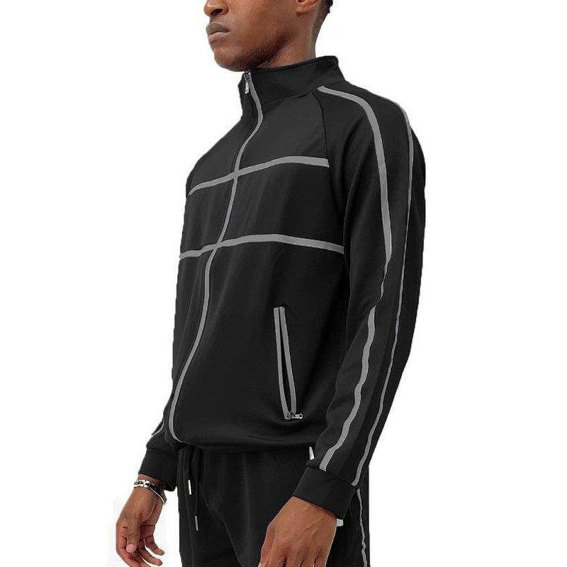 Criss Cross Tape Stripe Track Jacket - VacationGrabs