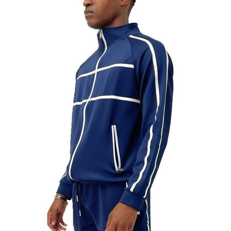 Criss Cross Tape Stripe Track Jacket - VacationGrabs