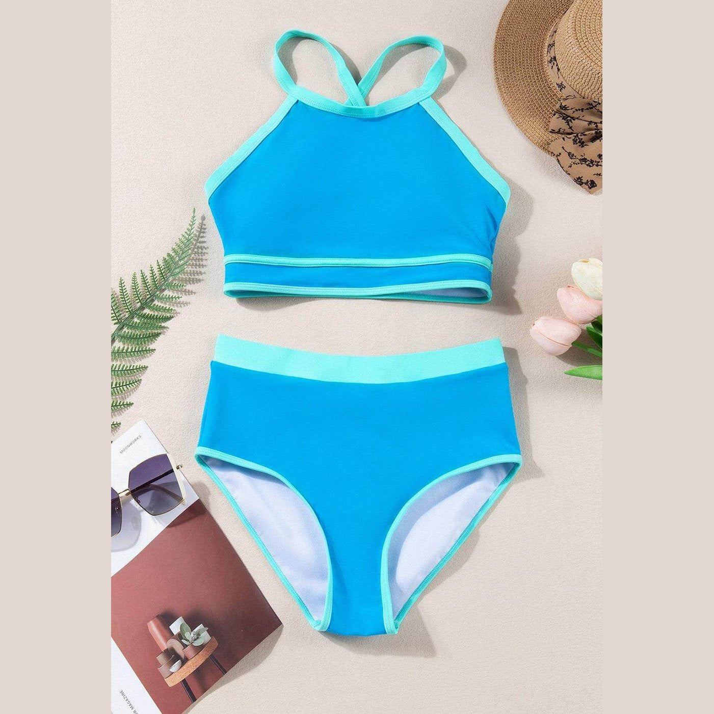 Crisscross Round Neck Two-Piece Swim Set - VacationGrabs