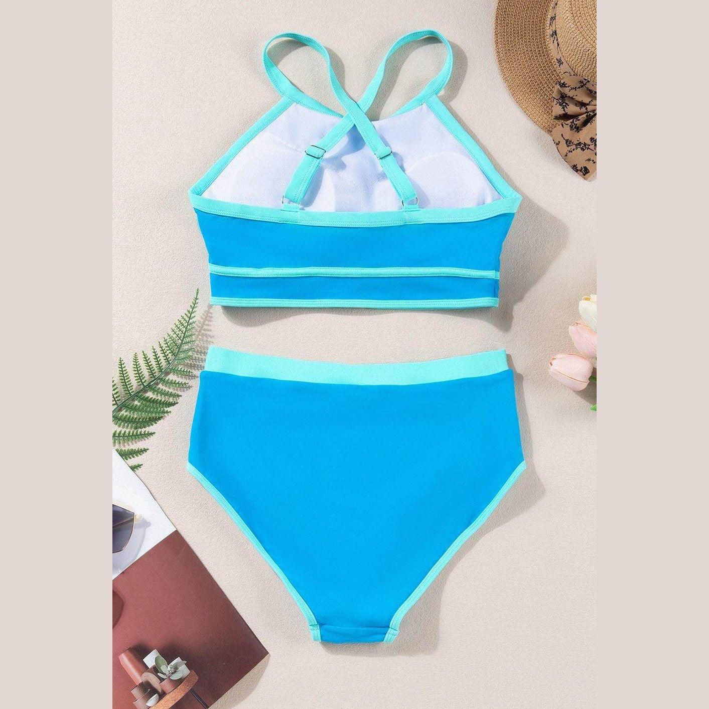Crisscross Round Neck Two-Piece Swim Set - VacationGrabs