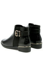 Stylish Rag Company croc detail ankle boot for women with gold buckle and sleek design