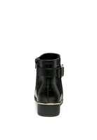 Back view of Rag Company croc detail ankle boot for women with a stylish design and zipper closure