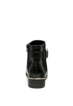 Back view of Rag Company croc detail ankle boot for women with a stylish design and zipper closure