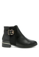 Rag Company croc detail ankle boot for women featuring stylish buckle and sleek black design