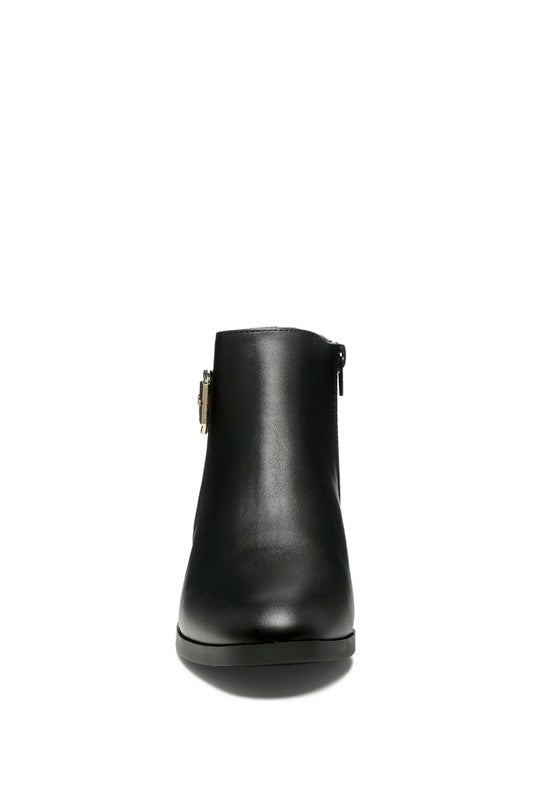 Stylish black croc detail ankle boot for women with a sleek zip closure and modern silhouette