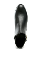 Sleek black croc detail ankle boot for women featuring a stylish design and comfortable fit