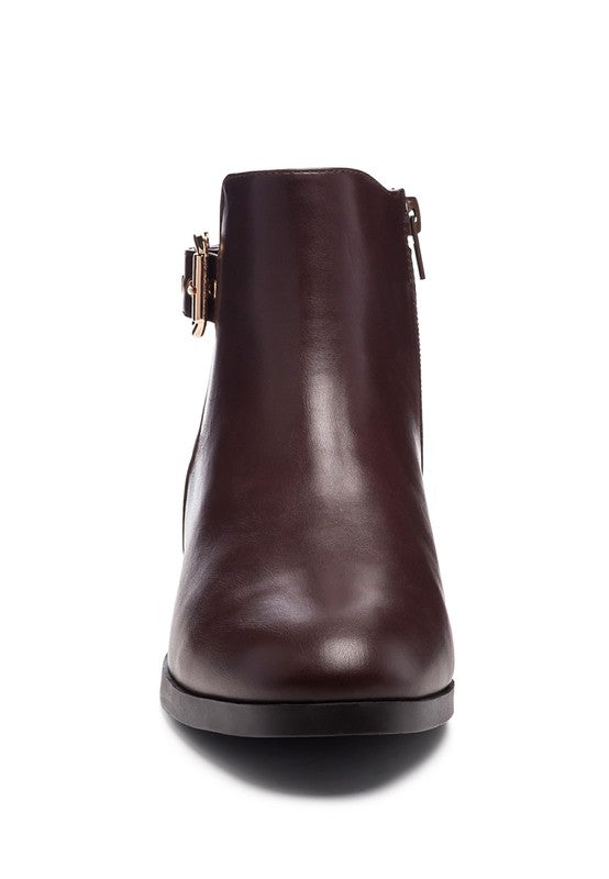 Rag Company burgundy croc detail ankle boot for women with stylish side zipper and sleek design
