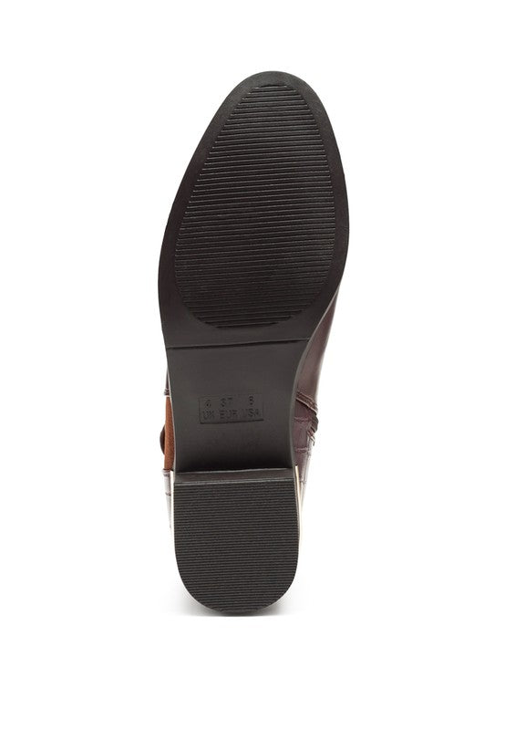 Sole view of Rag Company croc detail ankle boot for women with textured rubber outsole