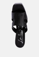 London Rag International croc high heel platform sandals with stylish cut-out design in classic black