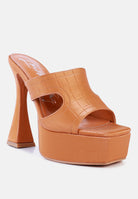 London Rag croc high heel platform sandals in tan with a stylish design and comfortable fit