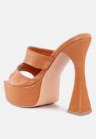 London Rag International croc high heel platform sandals in tan with a stylish design and bold heel