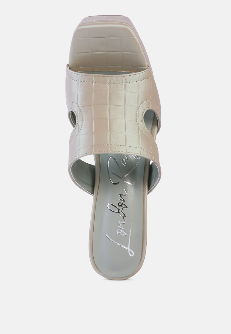 London Rag International croc high heel platform sandals in light beige with a stylish design